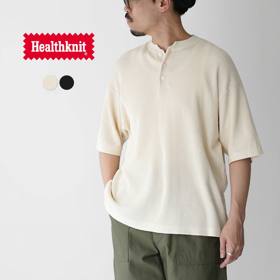 HEALTHKNIT / 헨리넥 반팔 니트 티셔츠