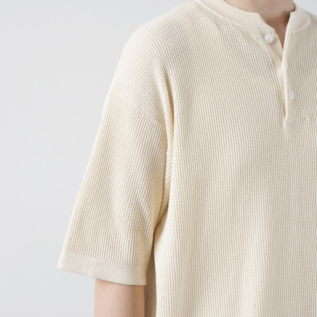 HEALTHKNIT / 헨리넥 반팔 니트 티셔츠