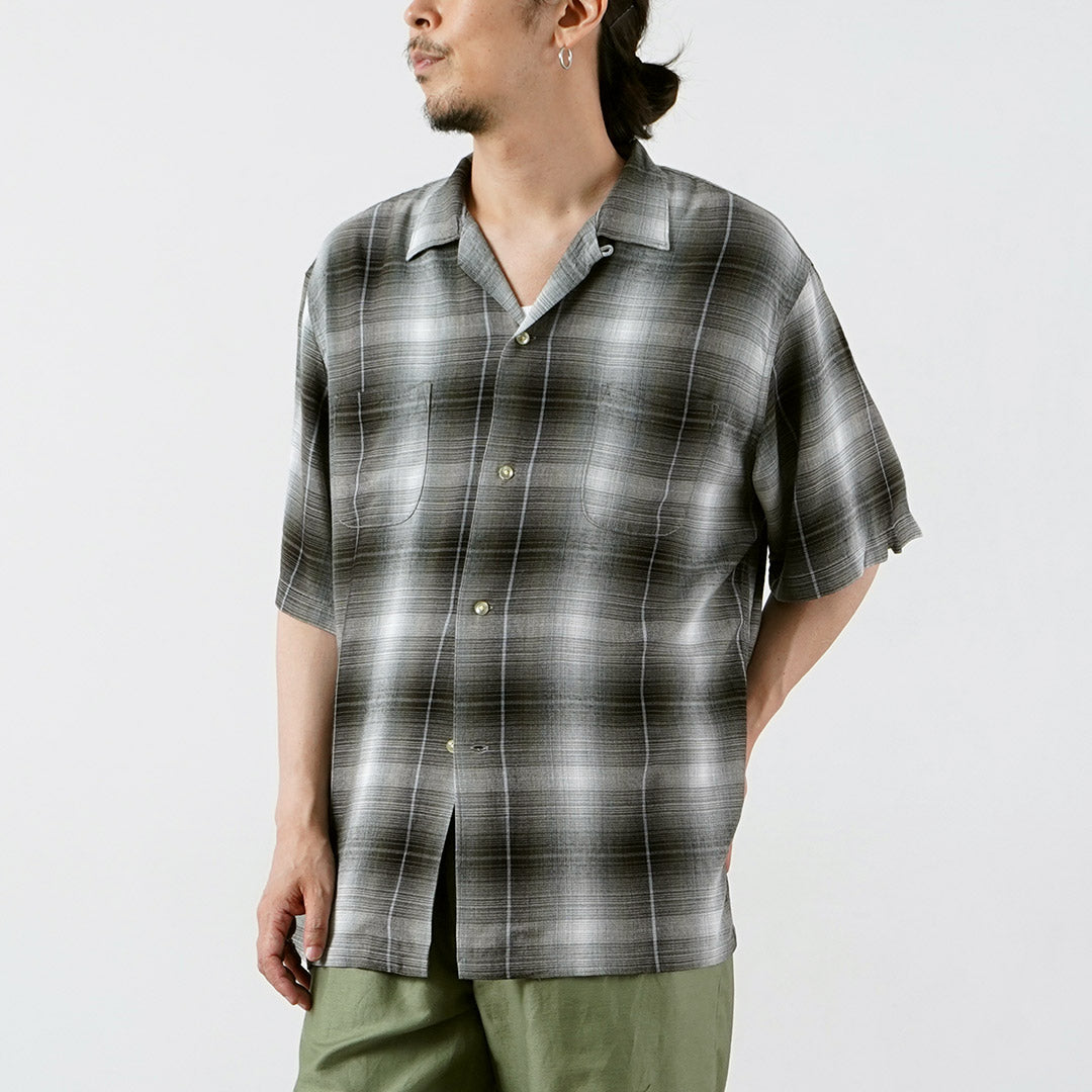 TOWNCRAFT / Camisa años 60 de rayón degradado con cuello lazado