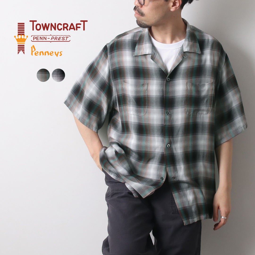 TOWNCRAFT / 60 年代渐变人造丝环领衬衫