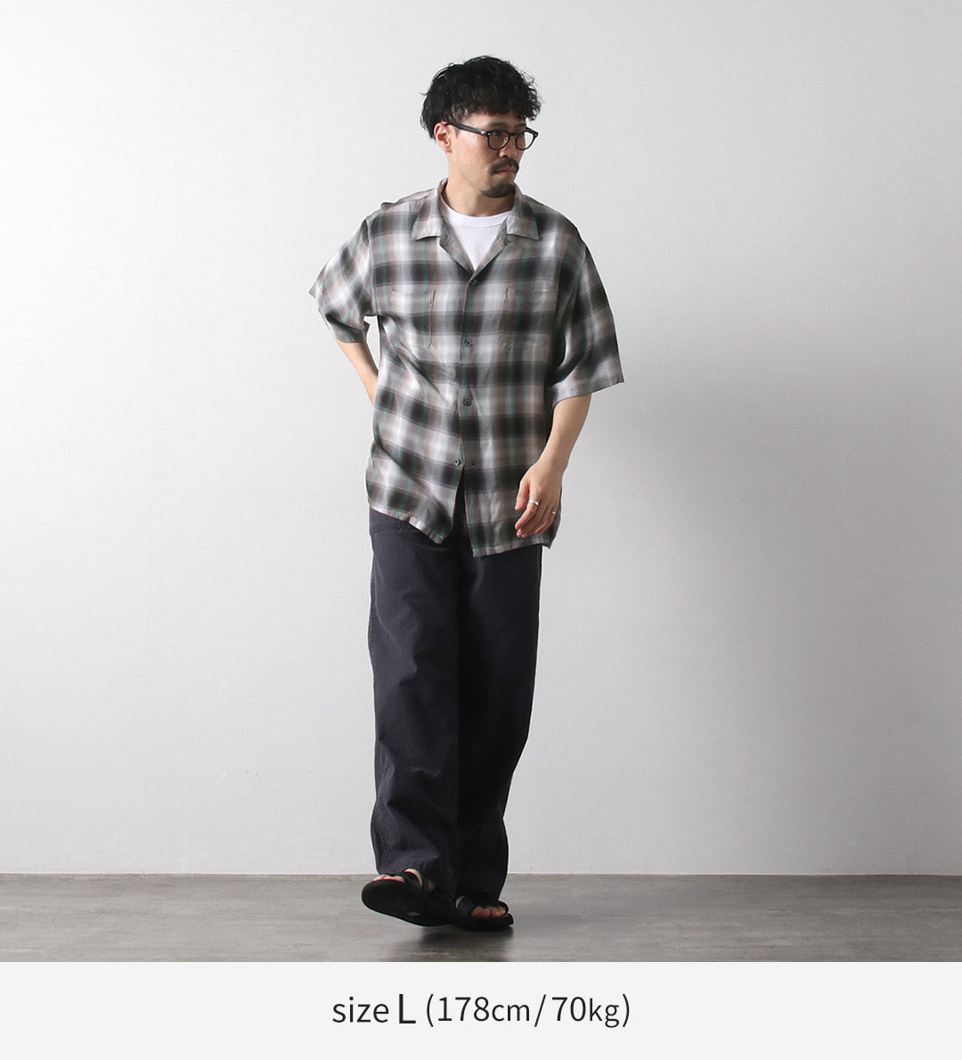 TOWNCRAFT / 60 年代渐变人造丝环领衬衫