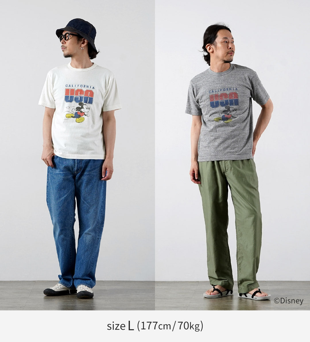 BARNS / Loopwheel Mickey T-Shirt USA CALIFORNIA