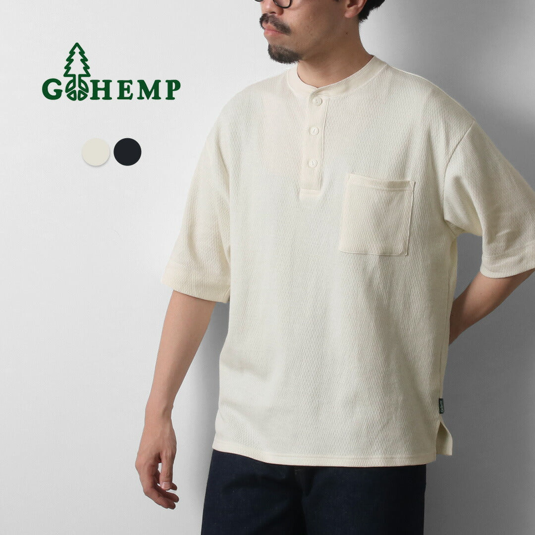 GOHEMP / 多罗纹亨利领口袋 T 恤