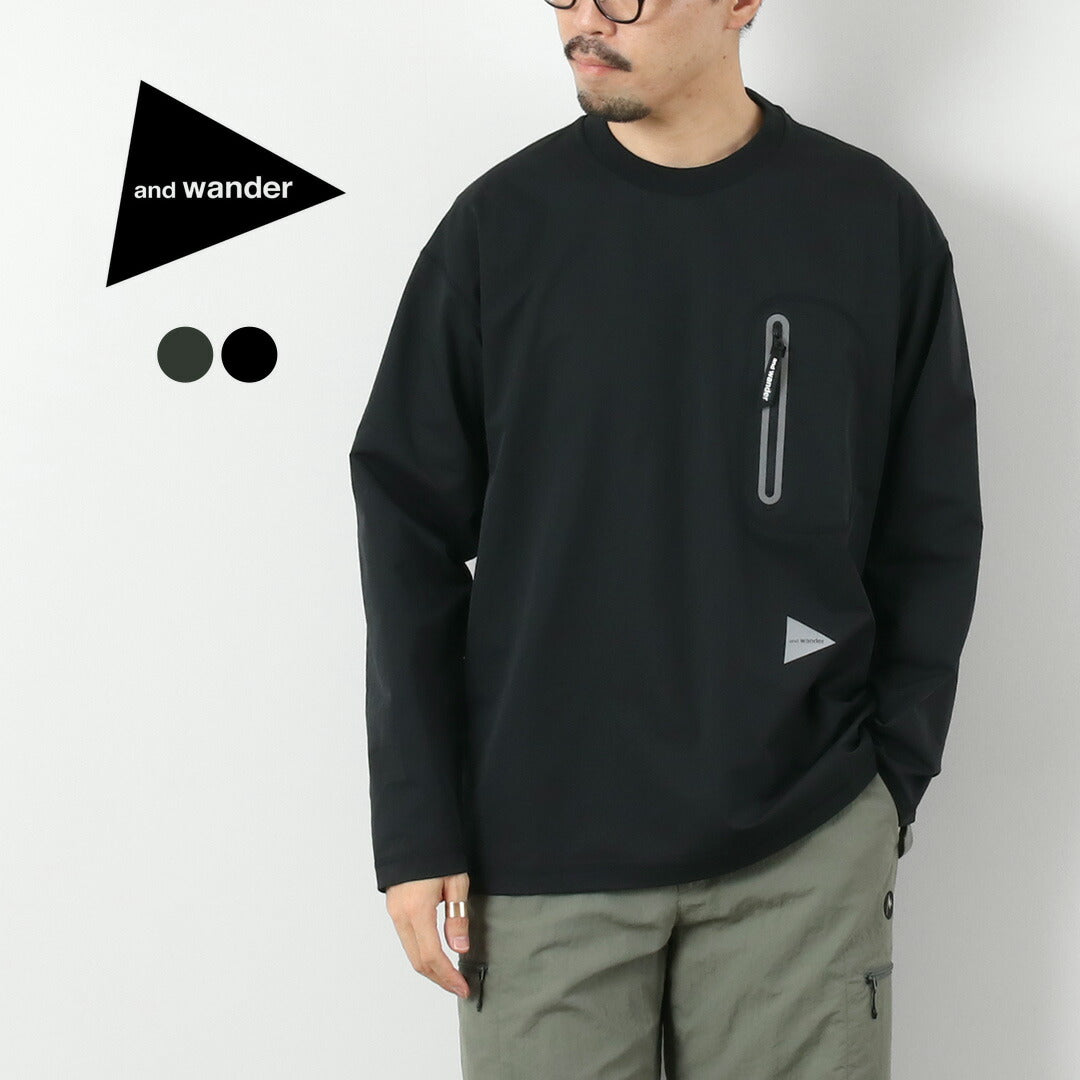 AND WANDER / T-shirt hybride à manches longues et poche chaude