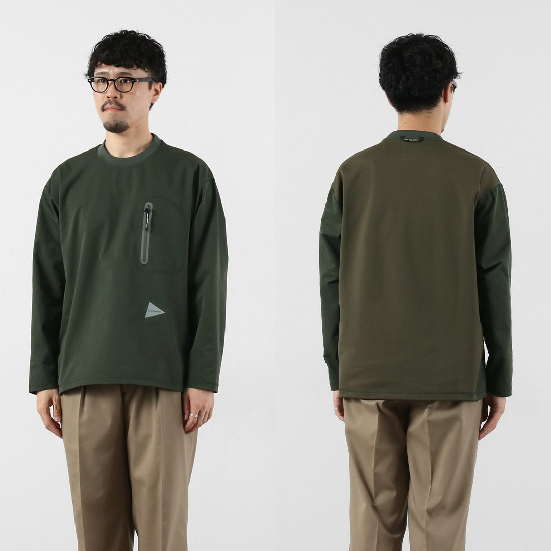AND WANDER / T-shirt hybride à manches longues et poche chaude