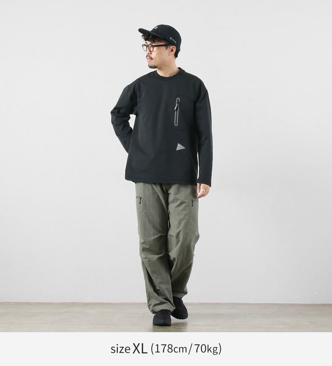 AND WANDER / T-shirt hybride à manches longues et poche chaude