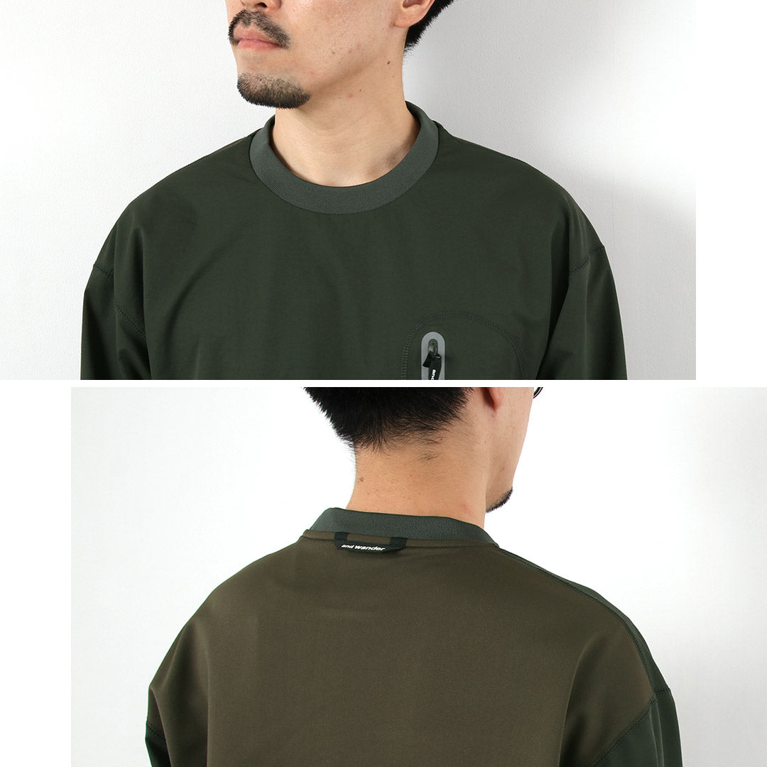 AND WANDER / T-shirt hybride à manches longues et poche chaude