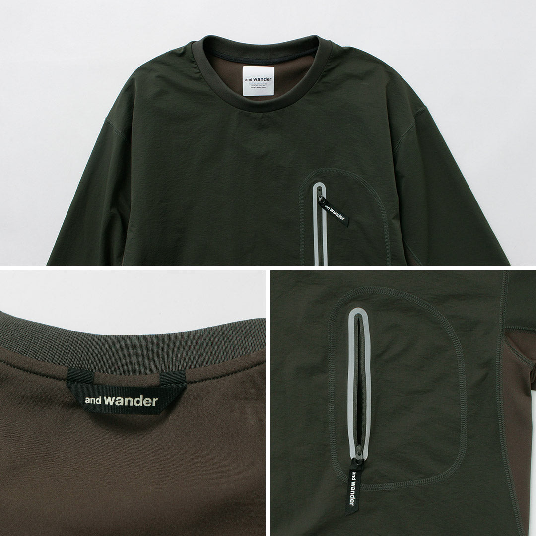 AND WANDER / T-shirt hybride à manches longues et poche chaude