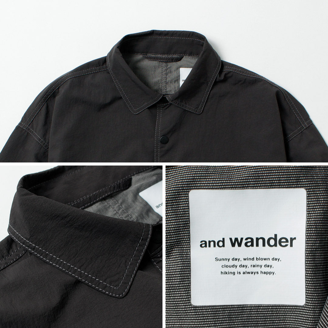 AND WANDER / Veste chemise en nylon froissé