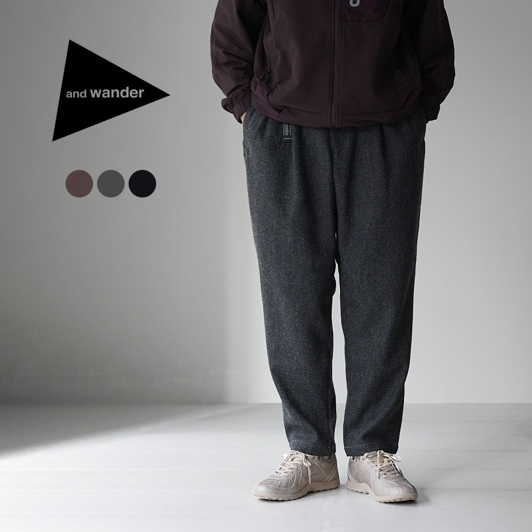 AND WANDER / REWOOL Tweed Tapered Pants