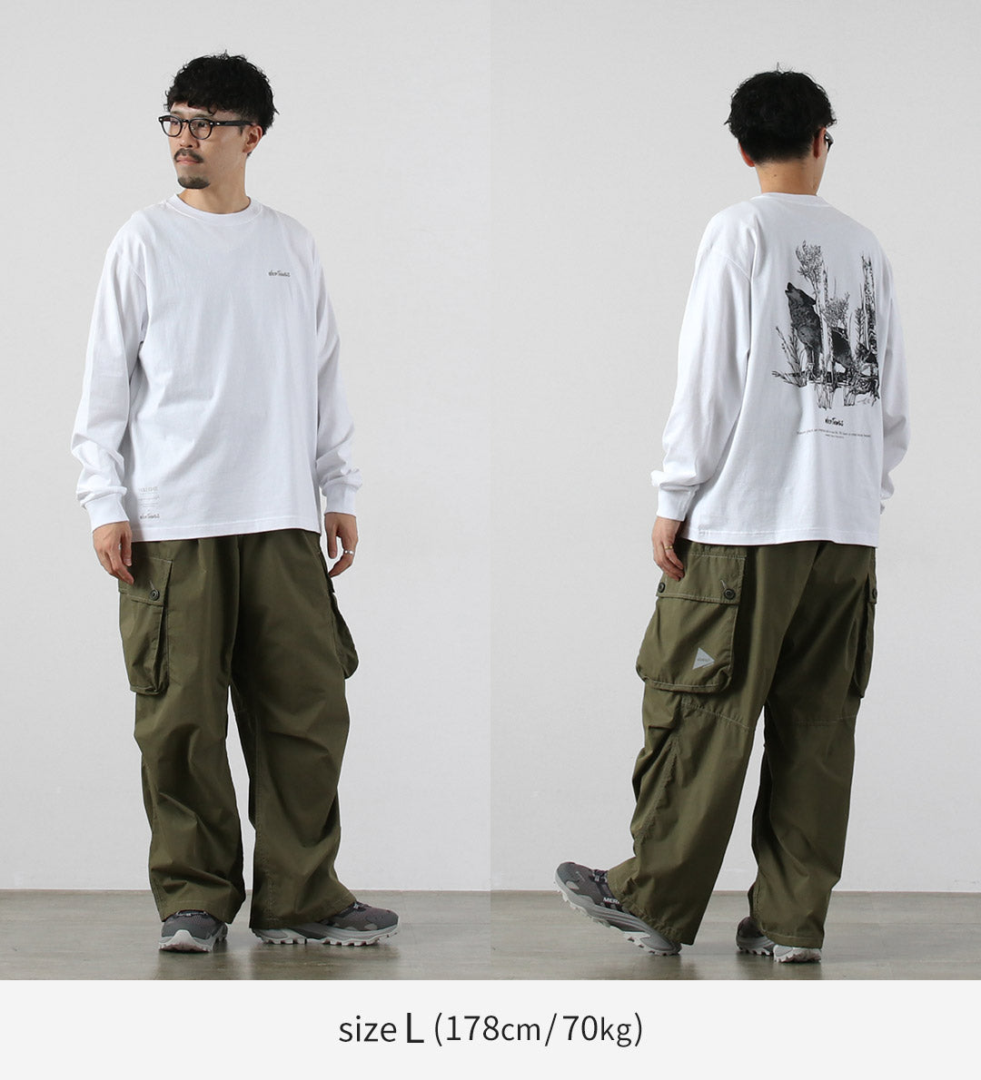 WILDTHINGS / Nowartt Lobo aullando Camiseta de manga larga