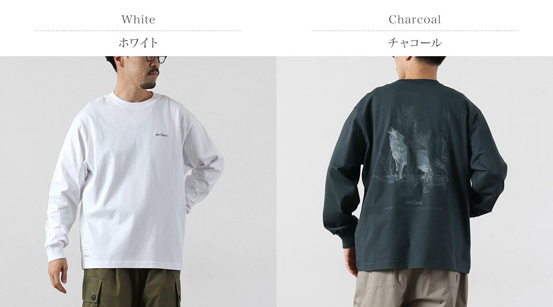 WILDTHINGS / Nowartt Lobo aullando Camiseta de manga larga