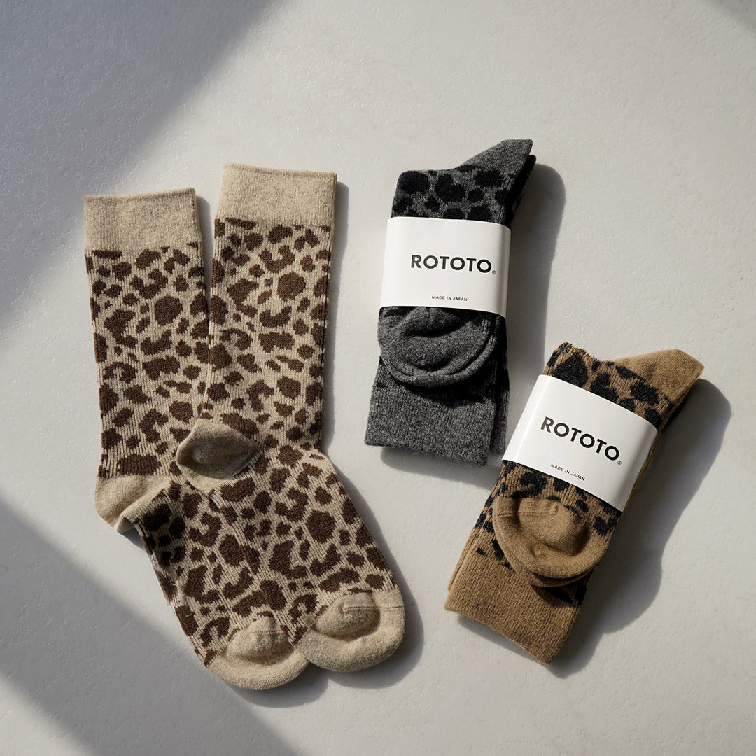 ROTOTO / Leopard Pattern Merino Socks