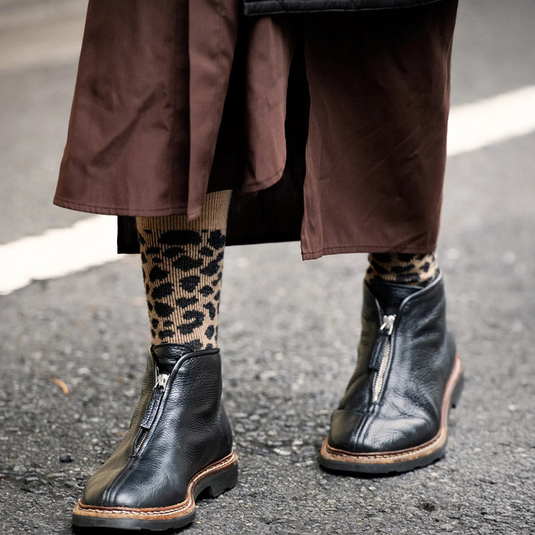 ROTOTO / Leopard Pattern Merino Socks