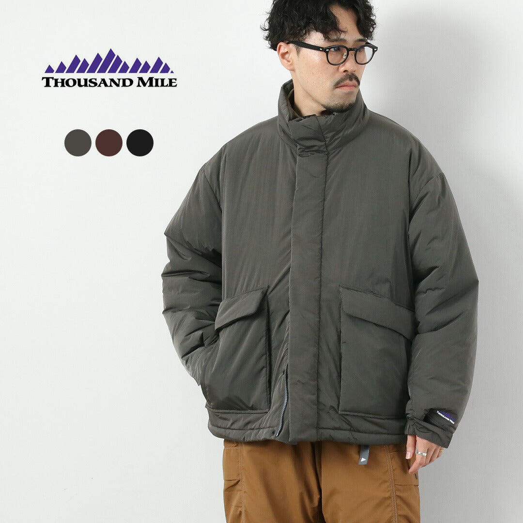 THOUSAND MILE / Stand Collar Padded Shadow Nylon Jacket