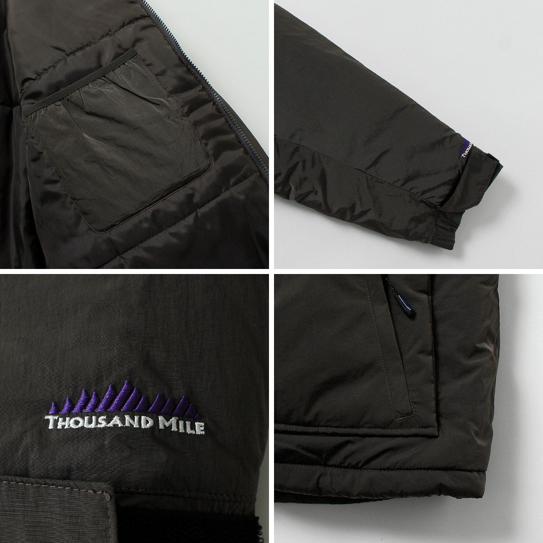 THOUSAND MILE / Stand Collar Padded Shadow Nylon Jacket