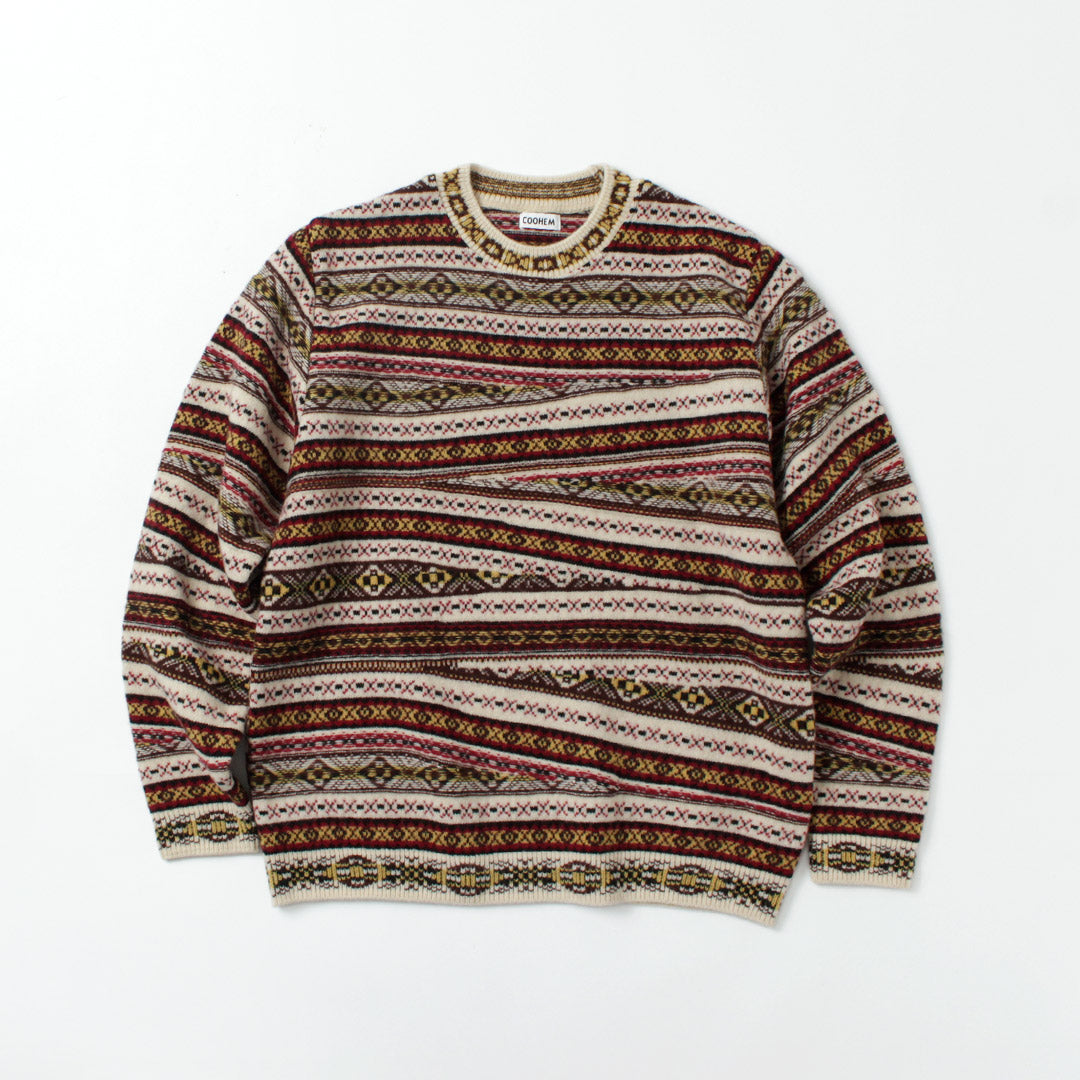 COOHEM / Crazy Fair Isle Knit Pullover
