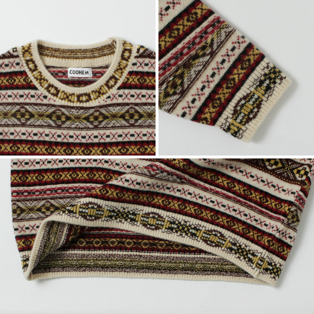 COOHEM / Crazy Fair Isle Knit Pullover