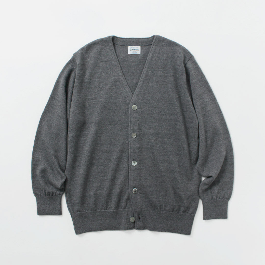 YONETOMI NEW BASIC / Cardigan américain en tricot de laine et de coton