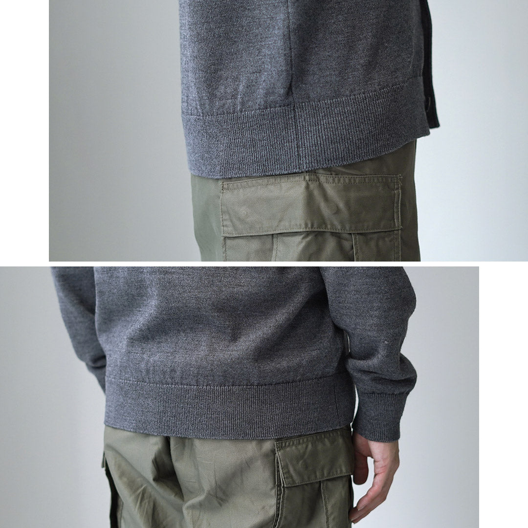 YONETOMI NEW BASIC / Cardigan américain en tricot de laine et de coton