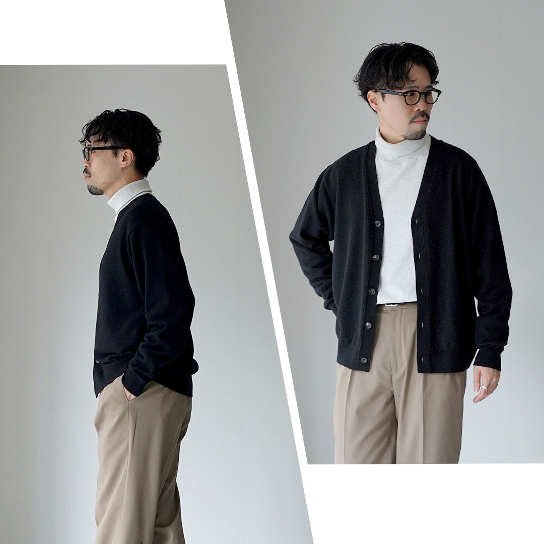 YONETOMI NEW BASIC / Rigid Cashmere Garment-Dyed Knit Cardigan