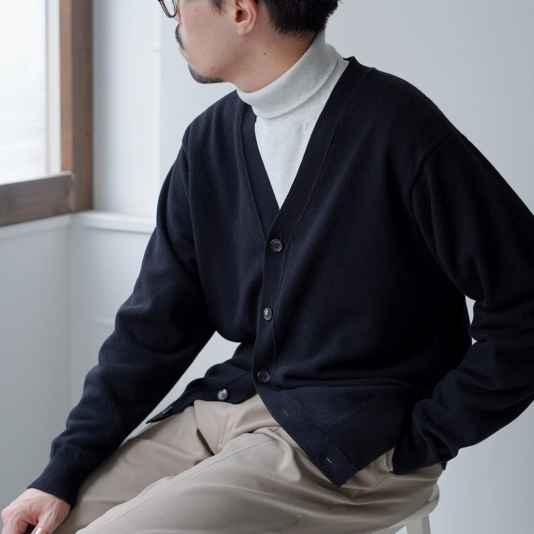 YONETOMI NEW BASIC / Rigid Cashmere Garment-Dyed Knit Cardigan