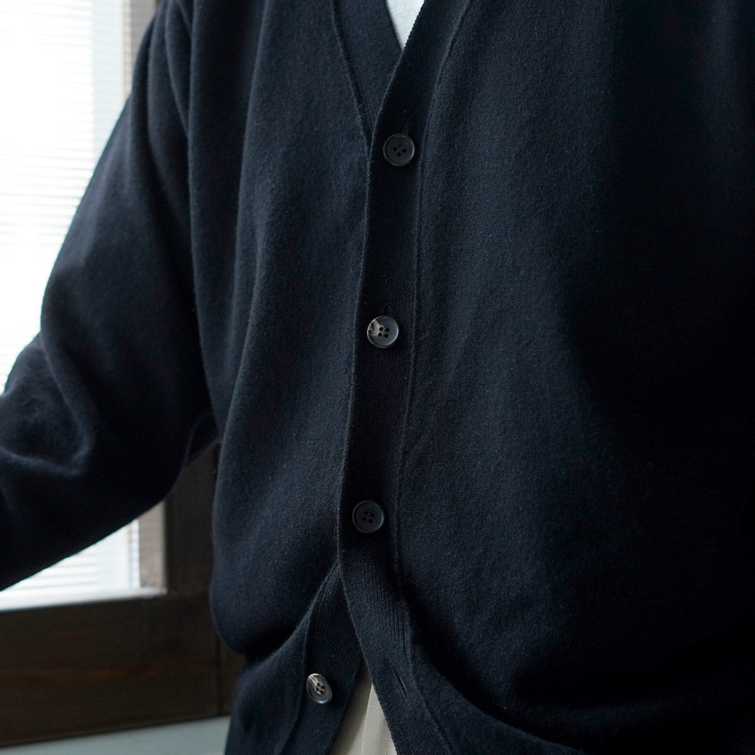 YONETOMI NEW BASIC / Rigid Cashmere Garment-Dyed Knit Cardigan