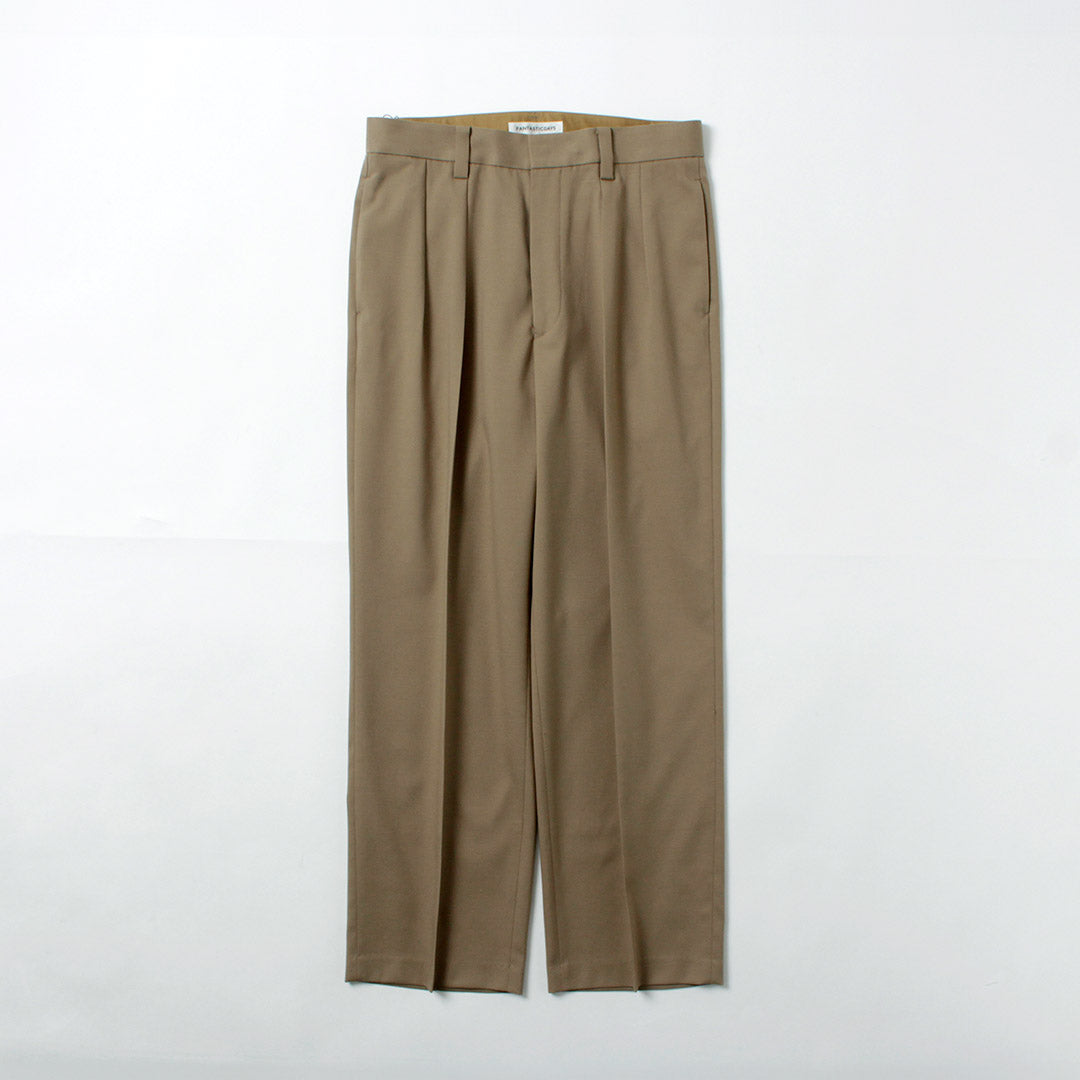 FANTASTICDAYS / Polyester Wool Twill Wide 2-Pleated Slacks
