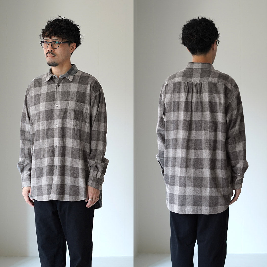 FUJITO / Cotton/Yak Block Plaid Big Size Shirt