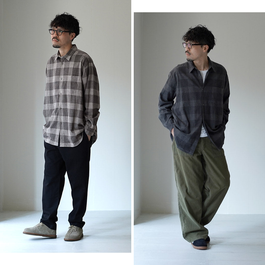 FUJITO / Cotton/Yak Block Plaid Big Size Shirt