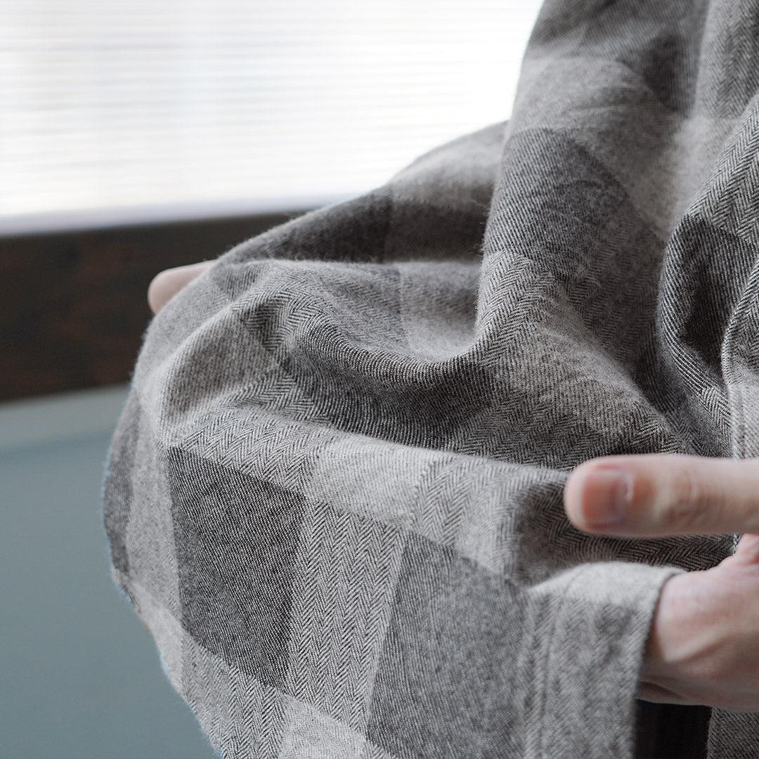 FUJITO / Cotton/Yak Block Plaid Big Size Shirt