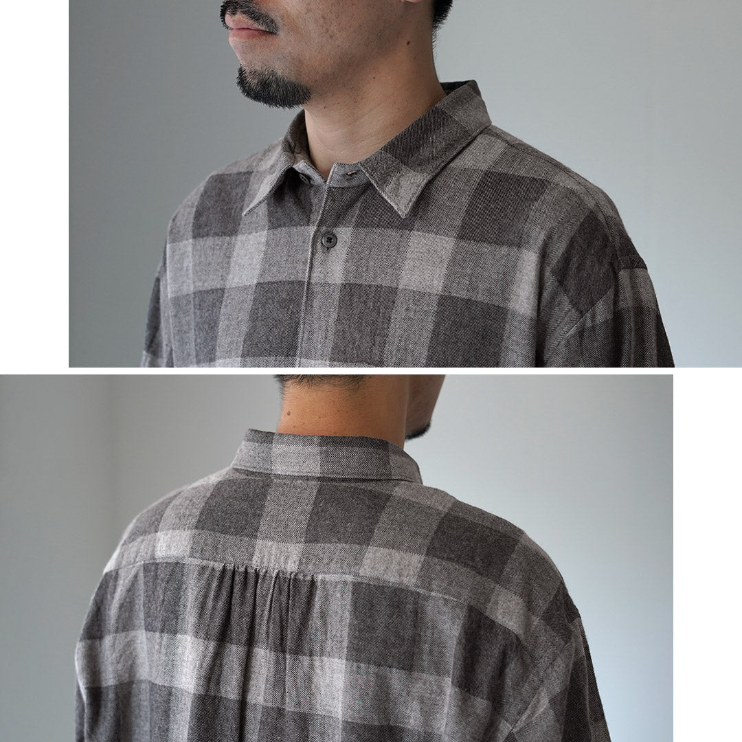 FUJITO / Cotton/Yak Block Plaid Big Size Shirt