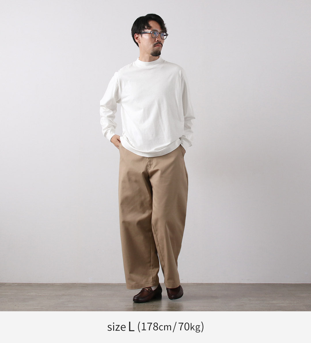 HEALTHKNIT / US 코튼 긴팔 모크넥 티셔츠
