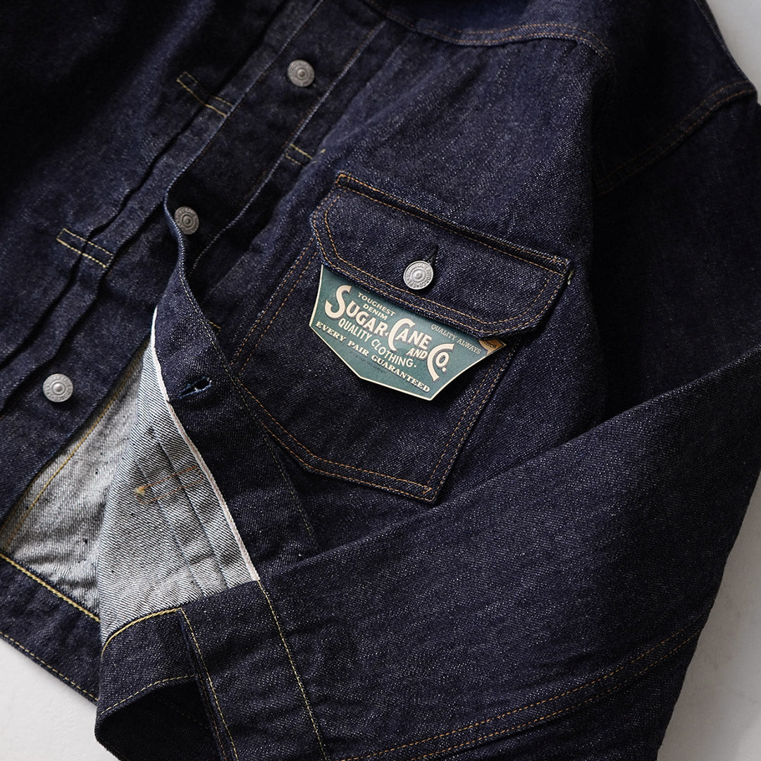 CAÑA DE AZÚCAR / Chaqueta vaquera de 1er tipo de 13,5 oz - Modelo 1936 con espalda dividida