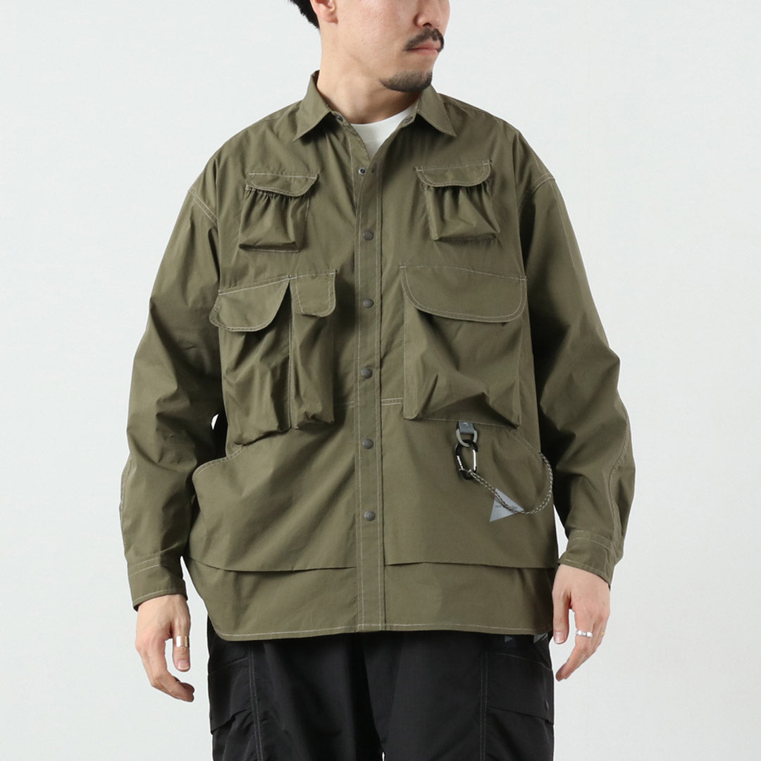 AND WANDER / Multi-Pocket Long Sleeve Shirt