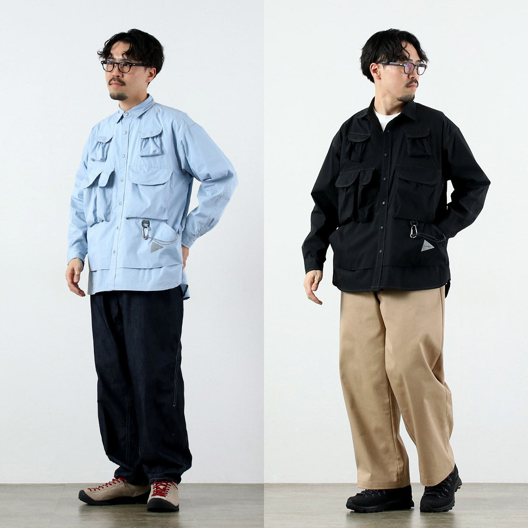 AND WANDER / Multi-Pocket Long Sleeve Shirt