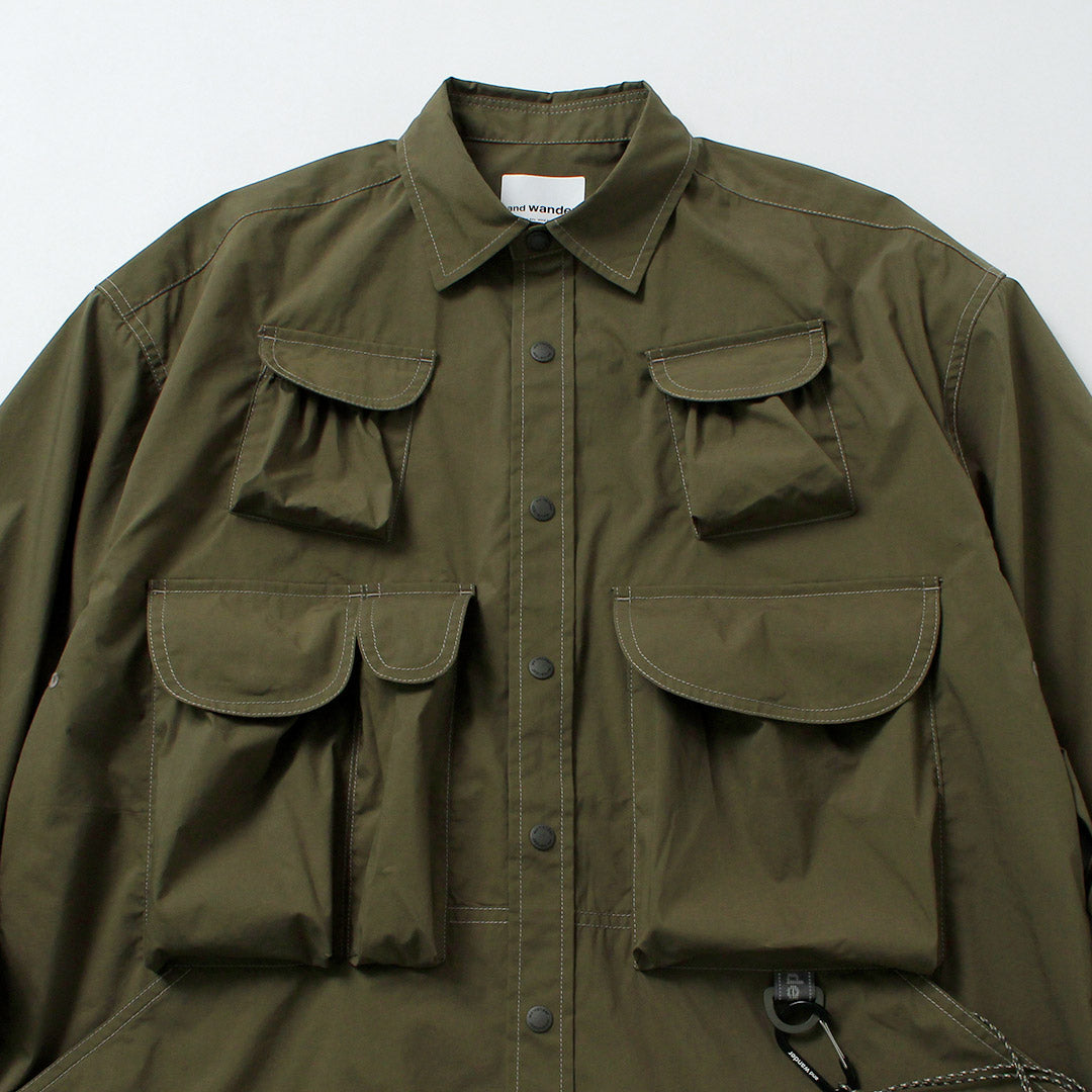 AND WANDER / Multi-Pocket Long Sleeve Shirt