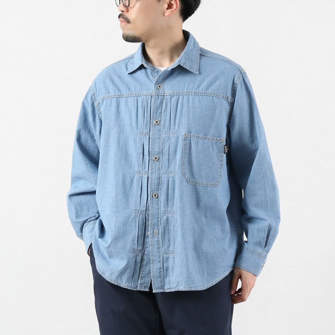 GOHEMP / Pleats Work Shirt - Hemp Cotton Chambray
