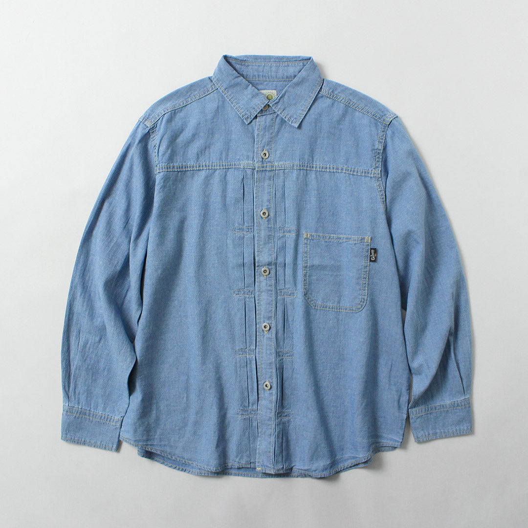 GOHEMP / Pleats Work Shirt - Hemp Cotton Chambray