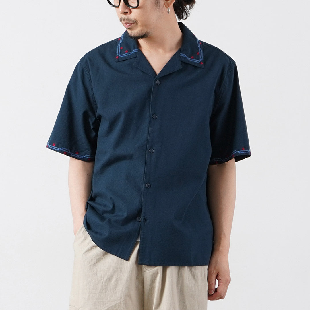 WAX LONDON / Didcot Embroidered Short Sleeve Shirt