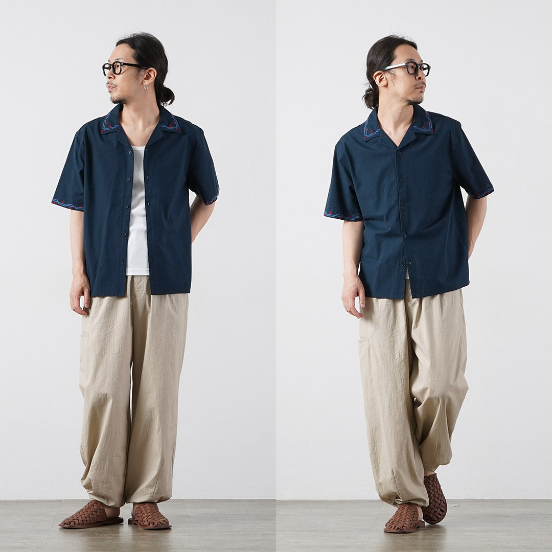 WAX LONDON / Didcot Embroidered Short Sleeve Shirt