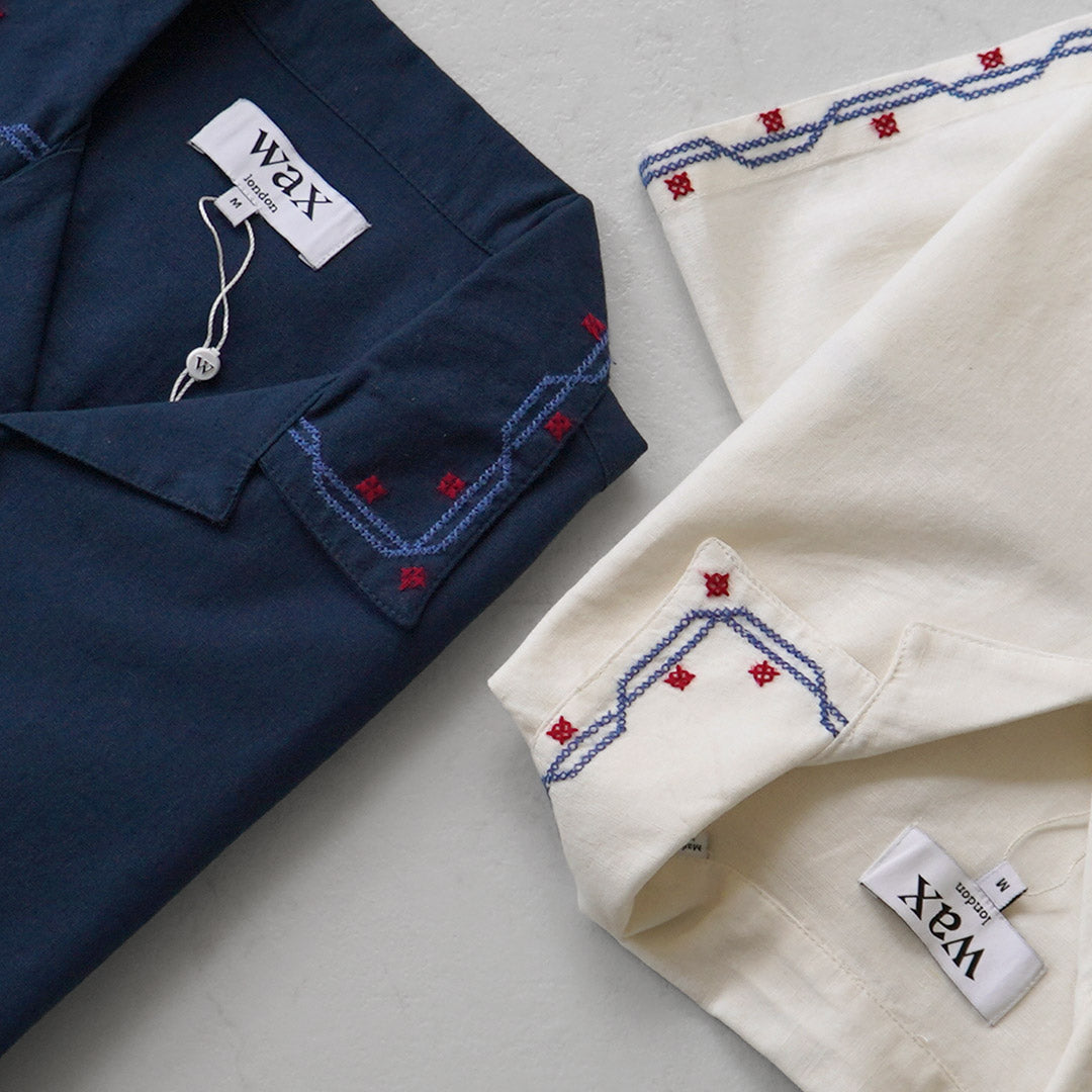 WAX LONDON / Didcot Embroidered Short Sleeve Shirt