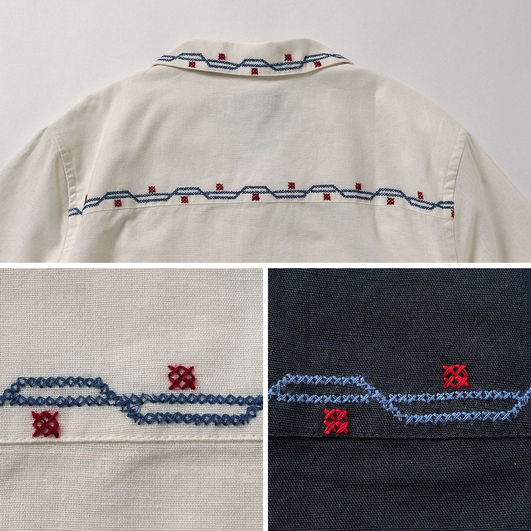 WAX LONDON / Didcot Embroidered Short Sleeve Shirt