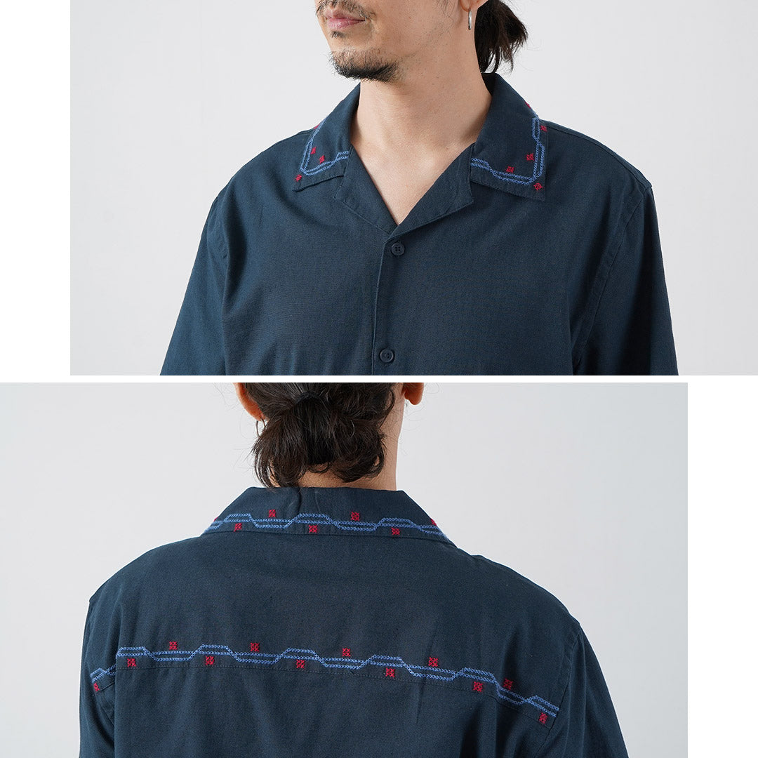 WAX LONDON / Didcot Embroidered Short Sleeve Shirt