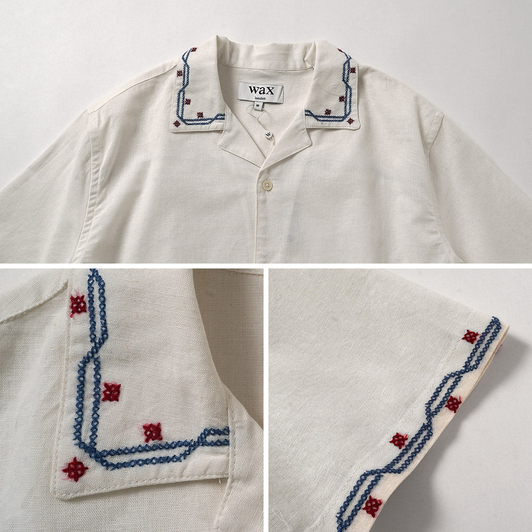 WAX LONDON / Didcot Embroidered Short Sleeve Shirt