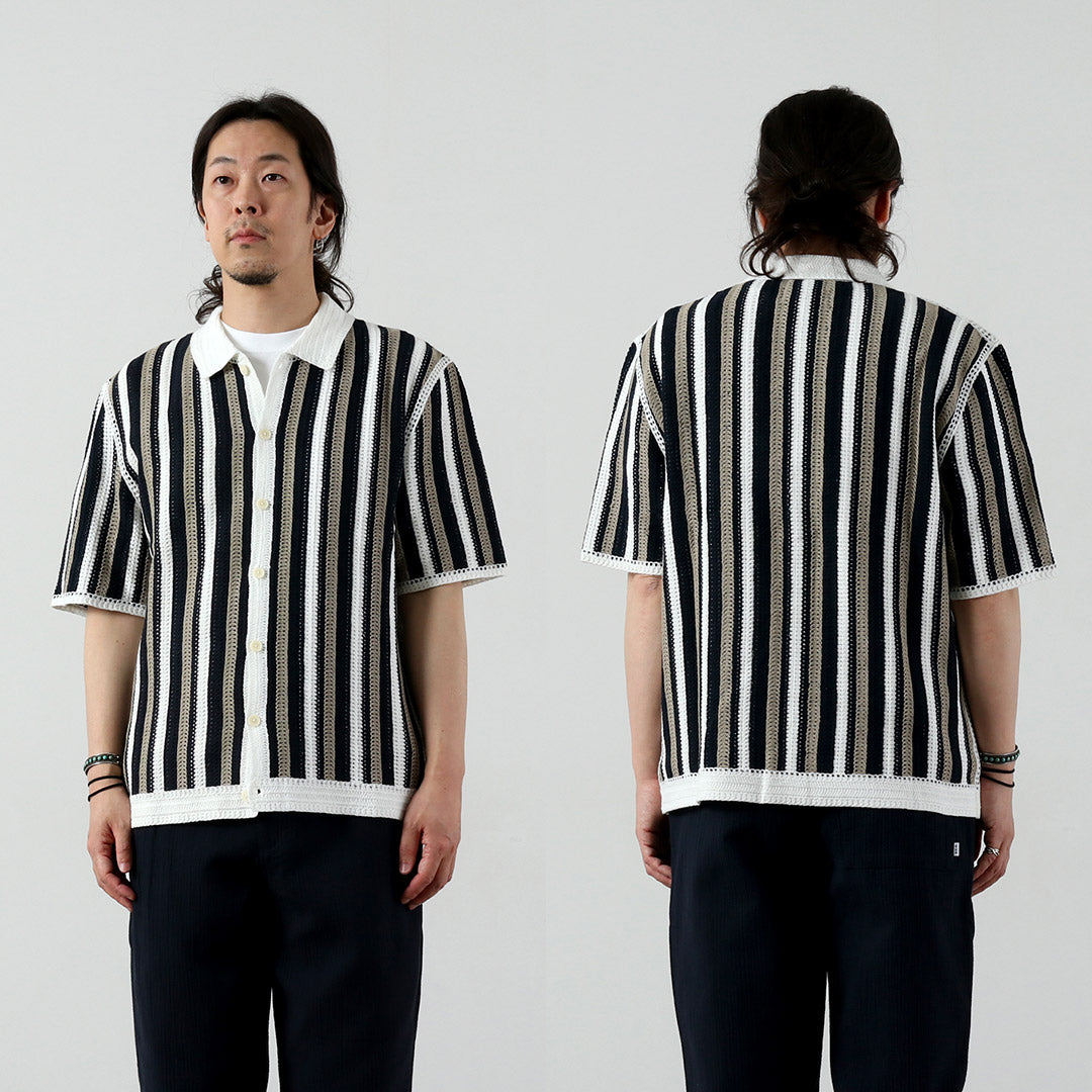 WAX LONDON / Porto Polo Shirt - Stripe Crochet