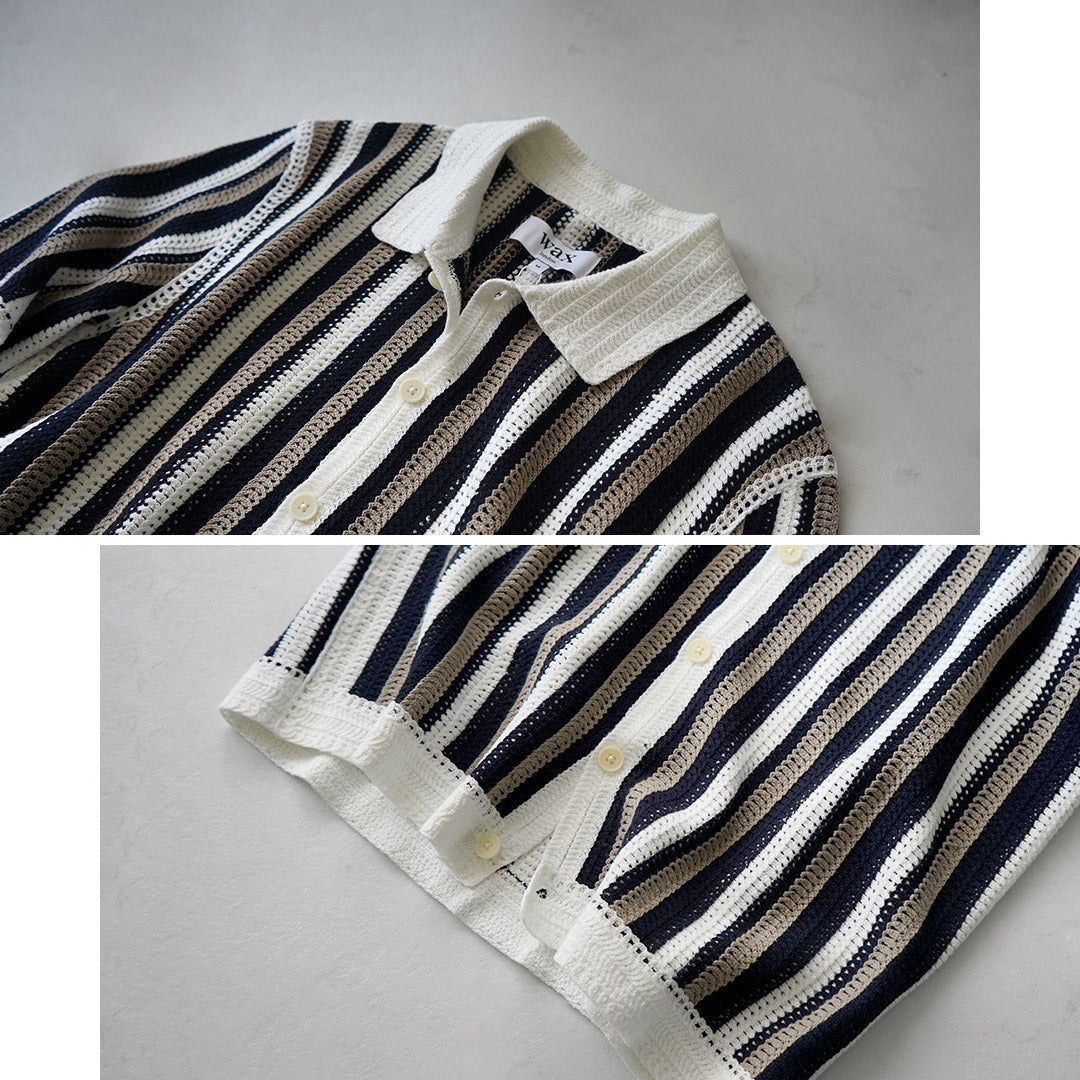 WAX LONDON / Porto Polo Shirt - Stripe Crochet