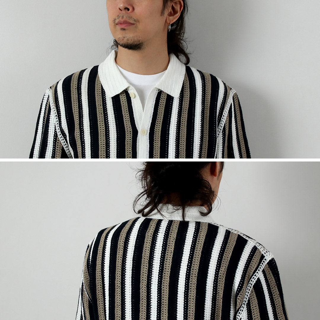 WAX LONDON / Porto Polo Shirt - Stripe Crochet