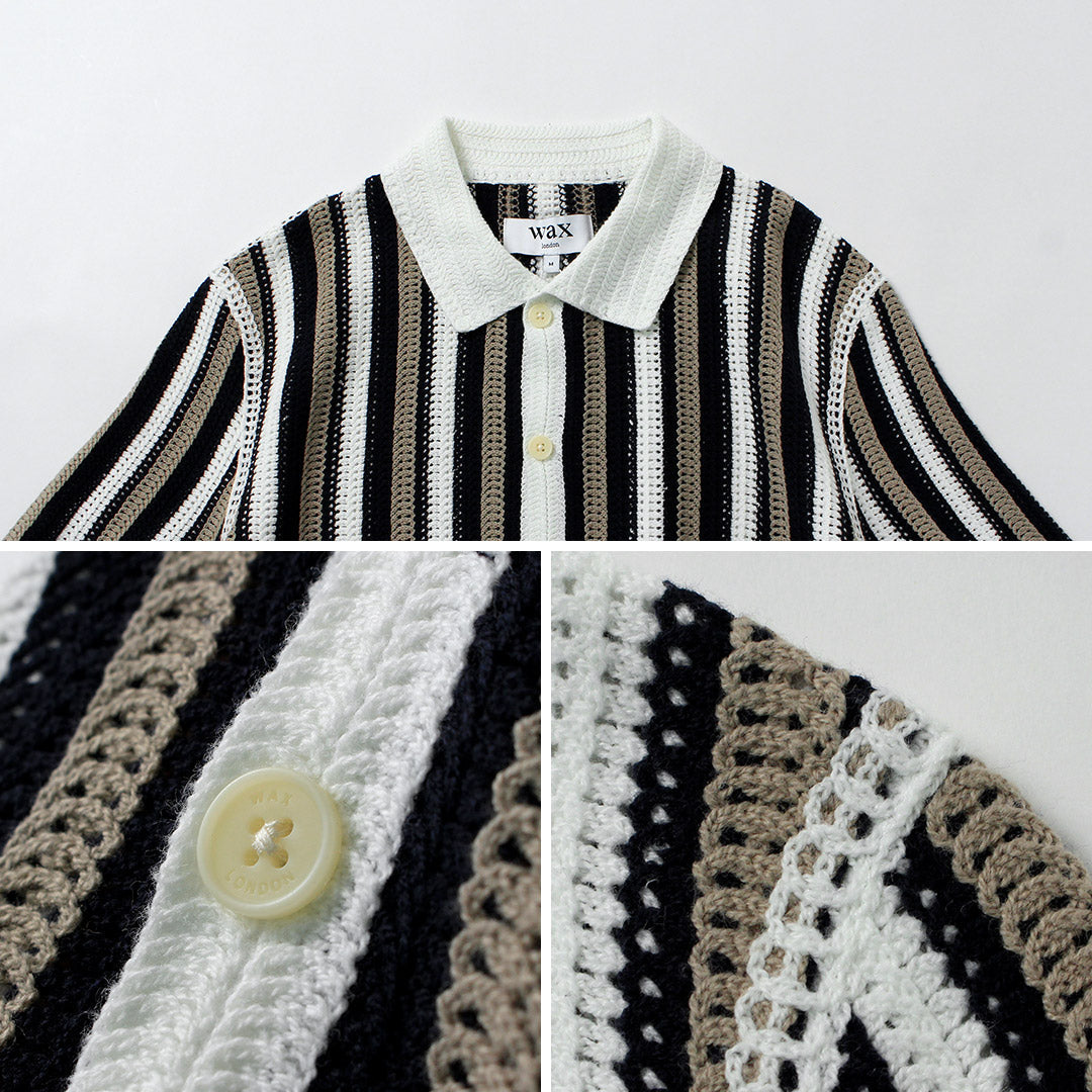 WAX LONDON / Porto Polo Shirt - Stripe Crochet