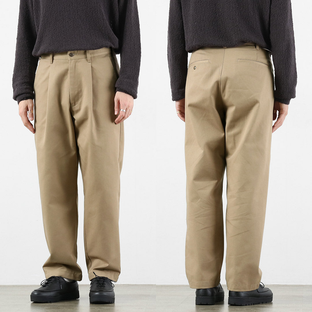 UNIVERSAL OVERALL / Heritage T/C Pantalones relajados de 1 pliegue Chinos con lavado biológico Stone Carver